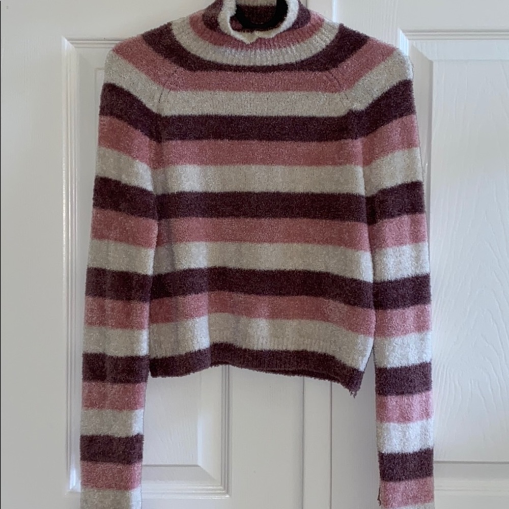 NWOT UO Pastel Pink Neapolitan Fuzzy Mock Neck Top